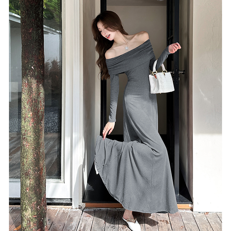 2026 Spring Off-Shoulder Long Sleeve A-Line Long Dress for Women - Image 2