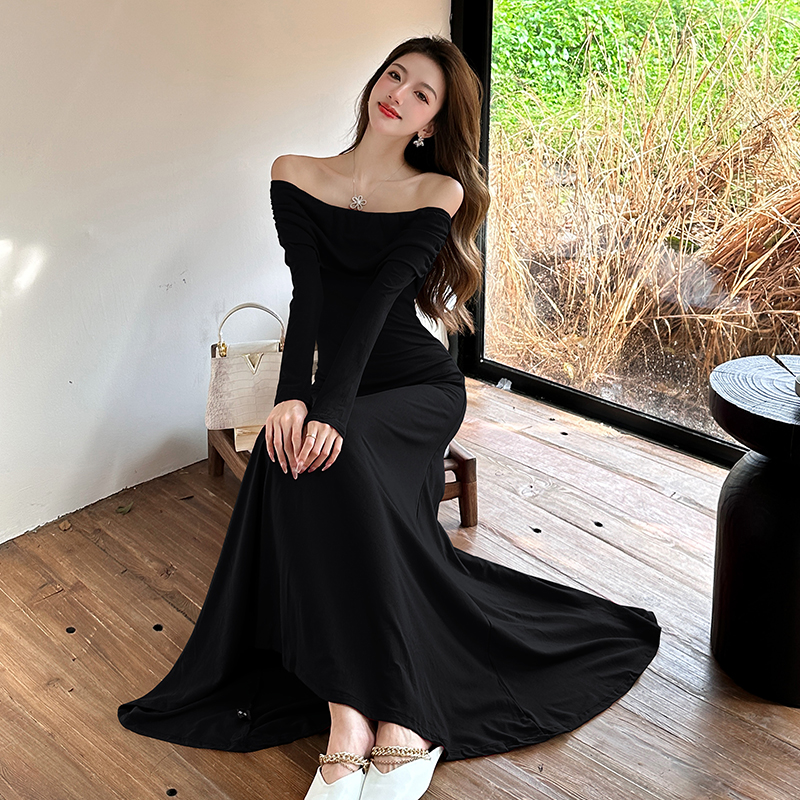 2026 Spring Off-Shoulder Long Sleeve A-Line Long Dress for Women - Image 4