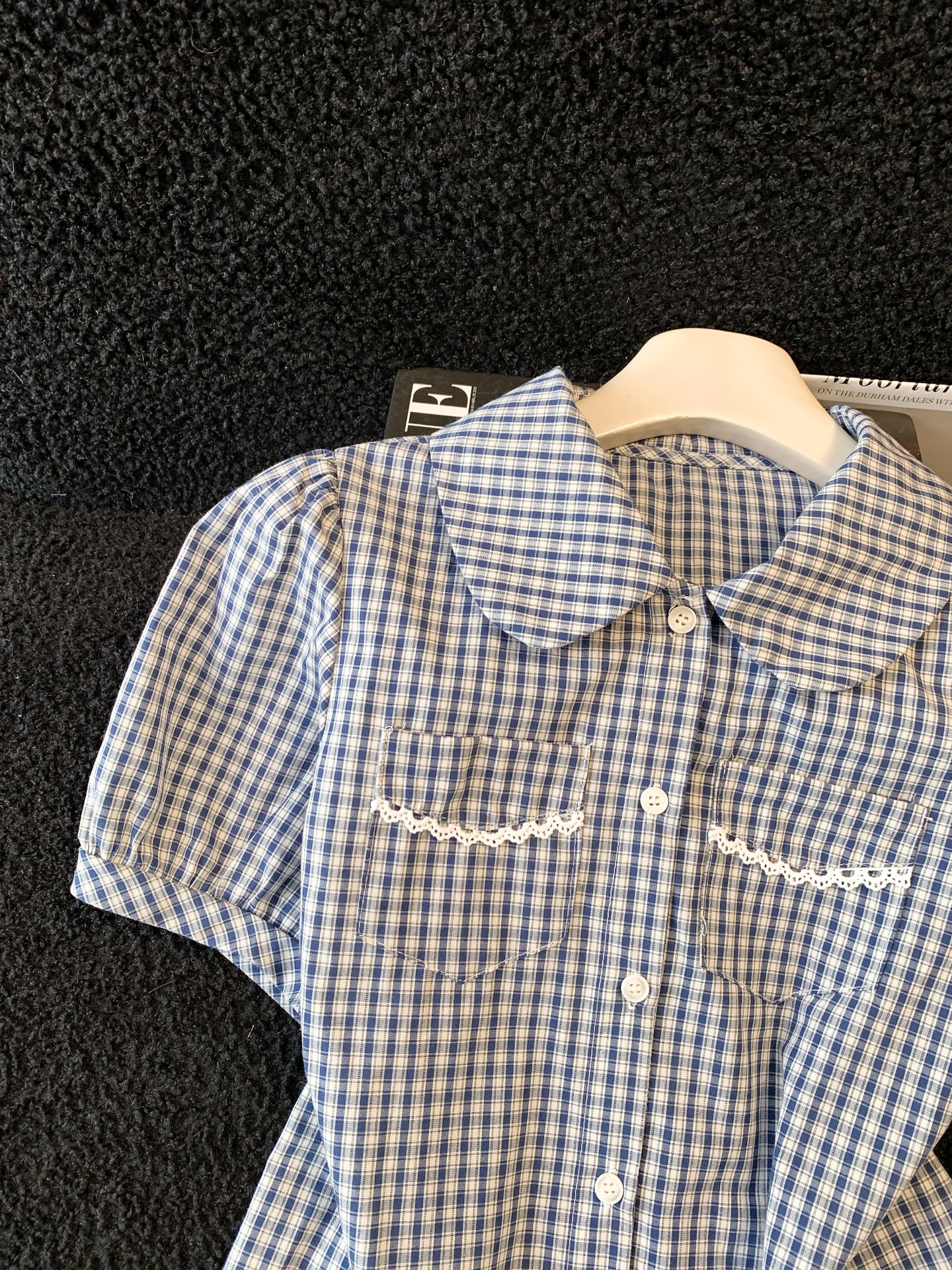 Ruffled Plaid Doll Shirt Short Sleeve Women's Fresh Short Blouse - Image 4