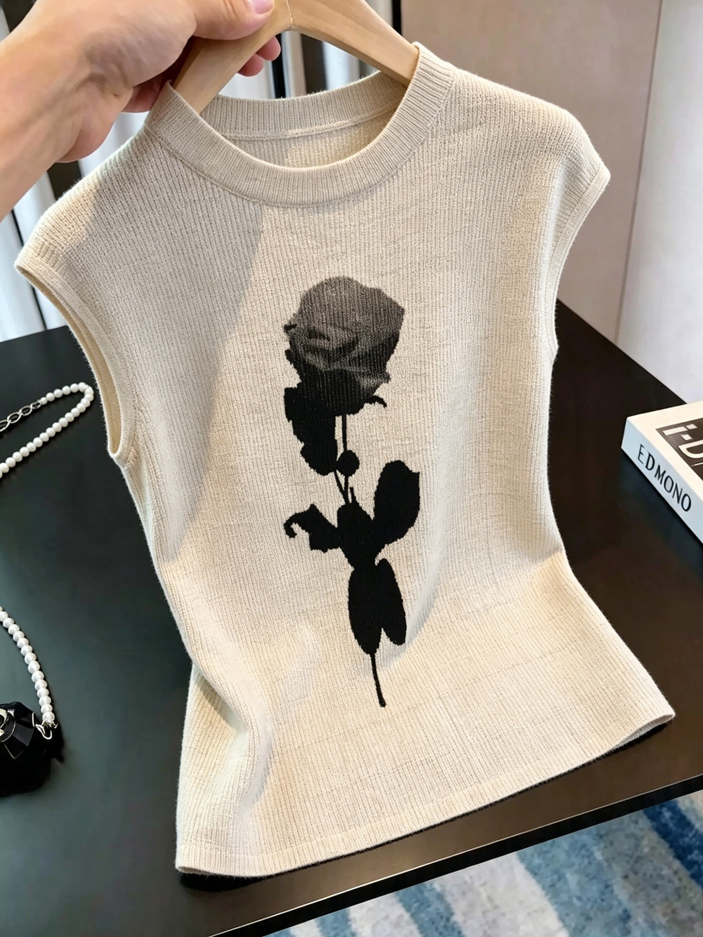 Oatmeal Print Sleeveless Slimming Tank Top Women 2026 Summer