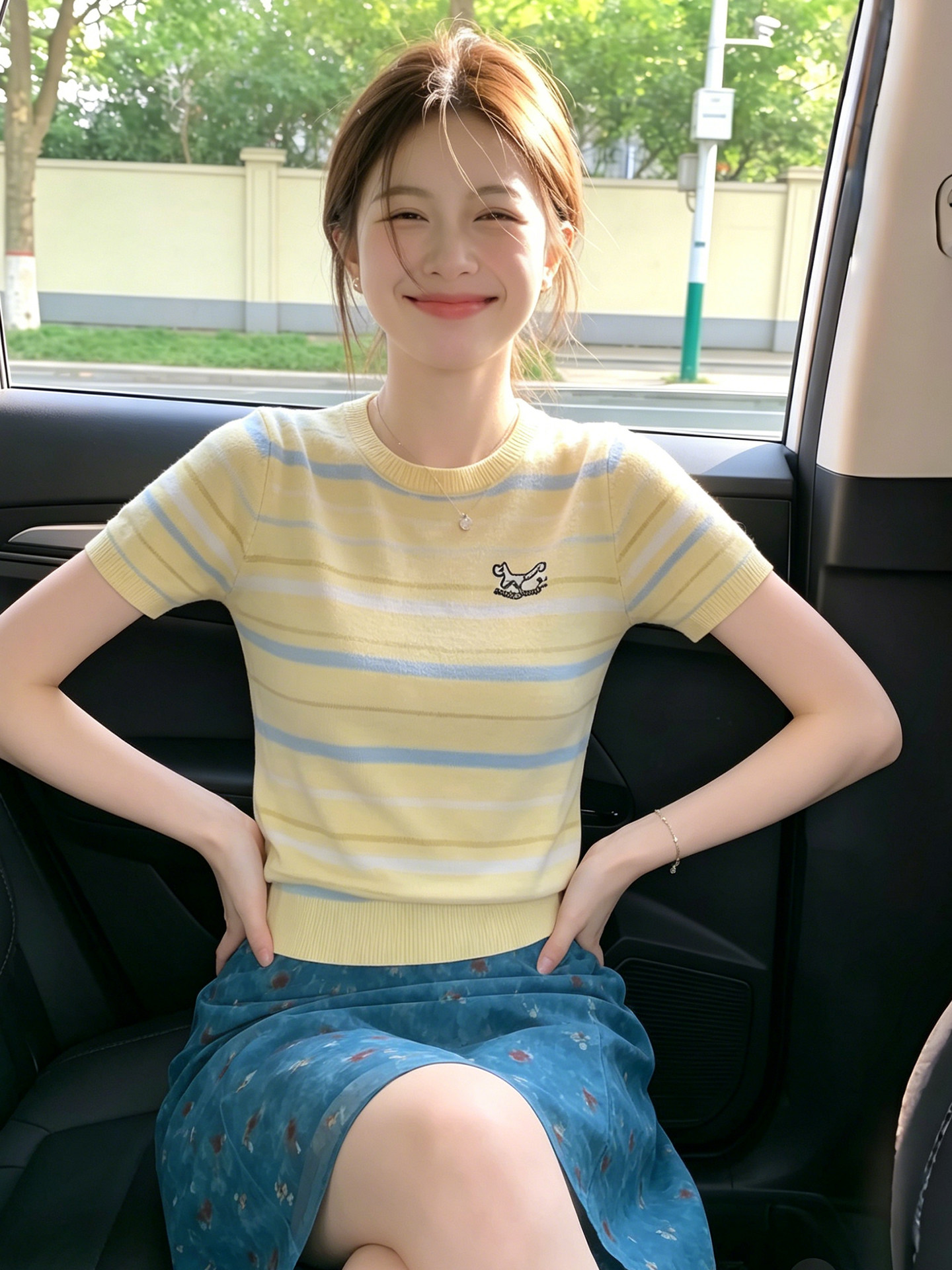 Korean Style Yellow Striped Short Sleeve T-Shirt for Women 2026 Summer - Image 4
