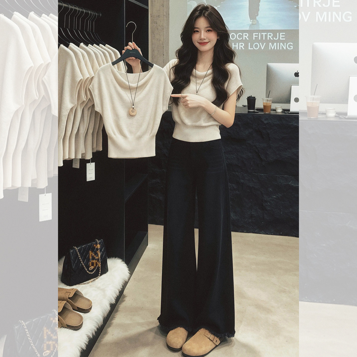 Old Money Style Oatmeal Cowl Neck Cinched Waist Short Sleeve T Shirt Women 2026 Summer Unique Flattering Slim Fit Top