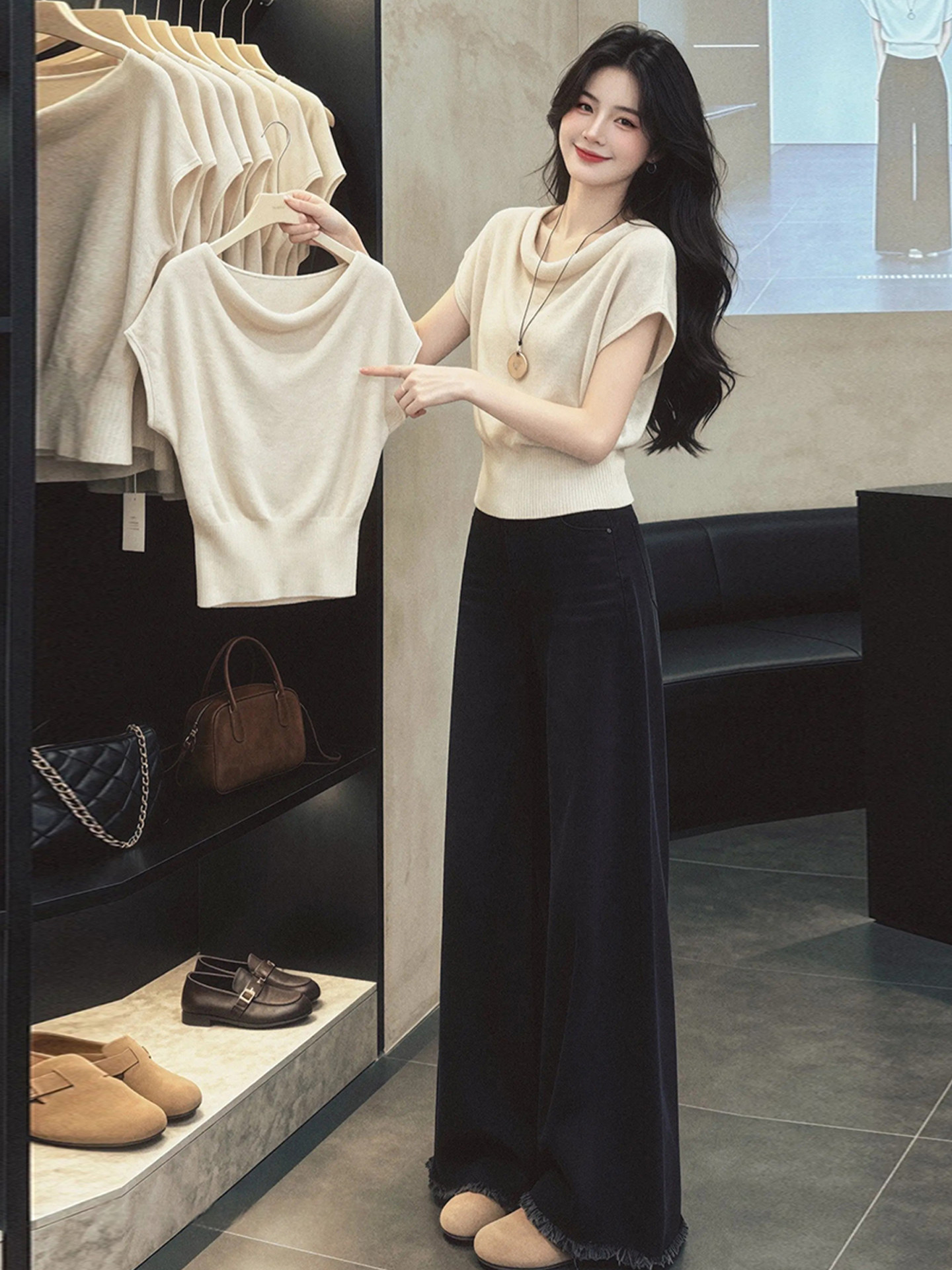 Old Money Style Oatmeal Cowl Neck Cinched Waist Short Sleeve T Shirt Women 2026 Summer Unique Flattering Slim Fit Top